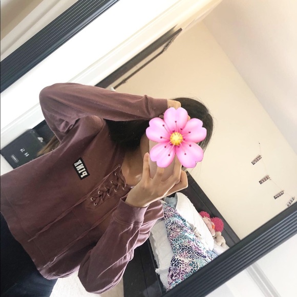 victoria secret pink varsity long sleeve crop top - Picture 6 of 7